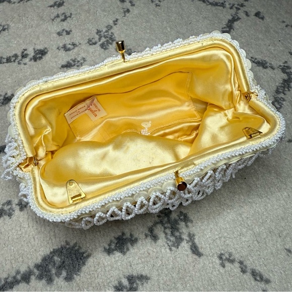 Vintage Bridal Shower Elopement Something Old Sequins Beaded Satin Lined Clutch - Picture 4 of 7